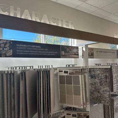character carpet display with patterned carpets